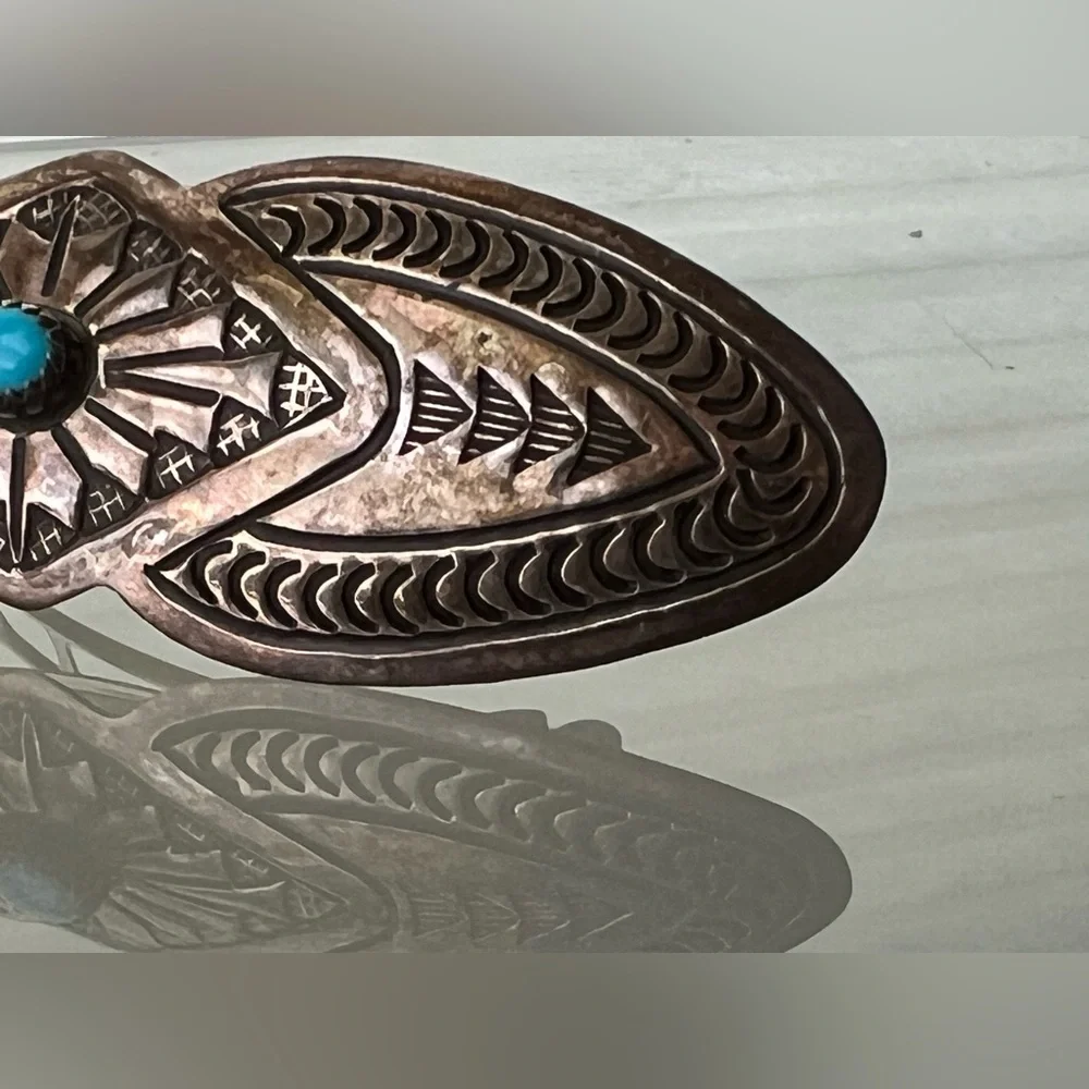 🪙💎Turquoise & Sterling Silver Barrette | Vintage Southwestern / Navajo Design